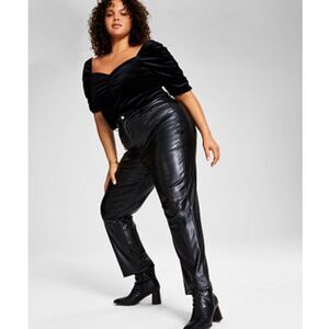 And Now This Macy’s Women’s Plus Pants sz 18W Trendy Faux Leather NEW #G385